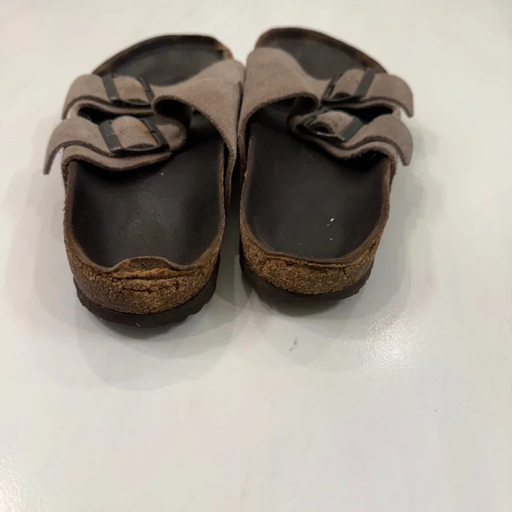 Birkenstock Arizona‎ Sandals Men Size 43 Taupe Good Suede Two Strap Buckle Slide